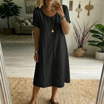Women's Relaxed Trim Detail Midi Dress