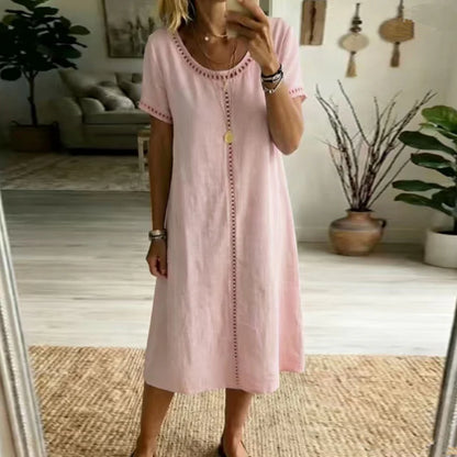 Women's Relaxed Trim Detail Midi Dress