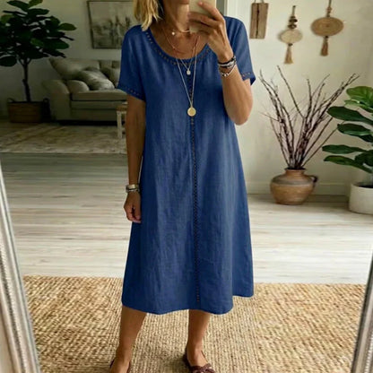 Women's Relaxed Trim Detail Midi Dress