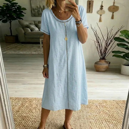 Women's Relaxed Trim Detail Midi Dress