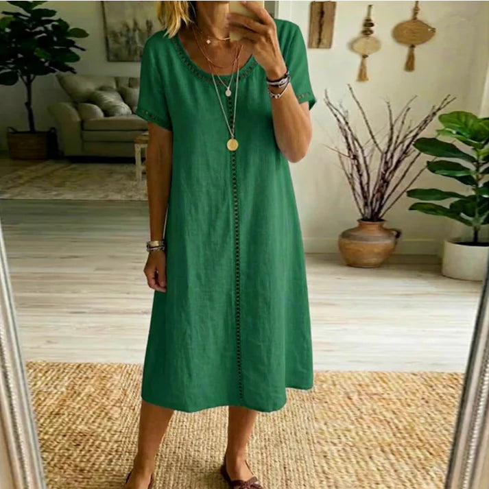 Women's Relaxed Trim Detail Midi Dress