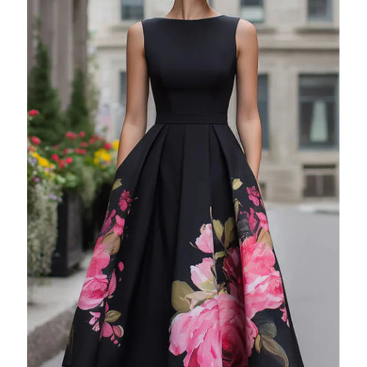 Women's Bloom Elegance Floral Midi Dress