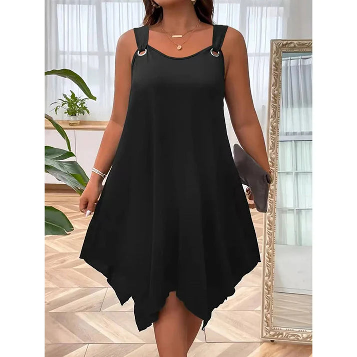 Women's Sleeveless Asymmetrical Hem A-Line Dress