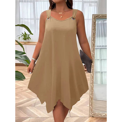 Women's Sleeveless Asymmetrical Hem A-Line Dress