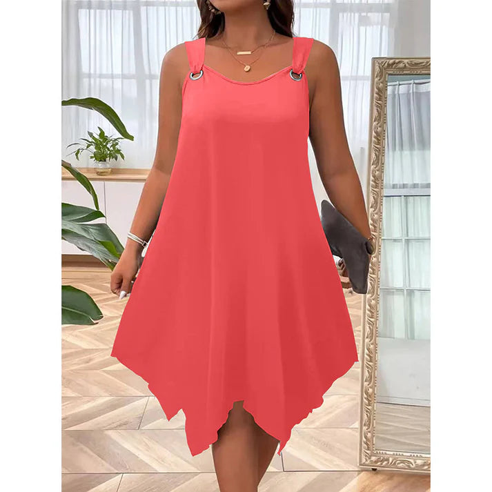 Women's Sleeveless Asymmetrical Hem A-Line Dress