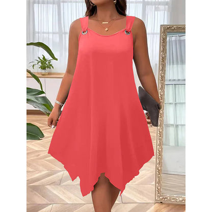 Women's Sleeveless Asymmetrical Hem A-Line Dress
