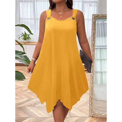 Women's Sleeveless Asymmetrical Hem A-Line Dress
