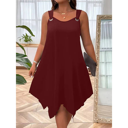 Women's Sleeveless Asymmetrical Hem A-Line Dress