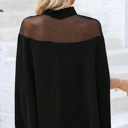 Women's Sheer Yoke Batwing Blouse