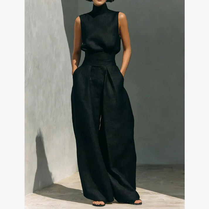 Women's Sleeveless Wide-Leg Two-Piece Set