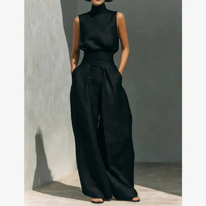 Women's Sleeveless Wide-Leg Two-Piece Set