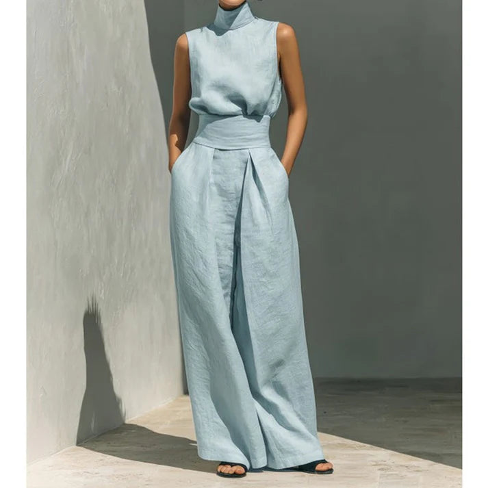 Women's Sleeveless Wide-Leg Two-Piece Set