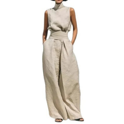 Women's Sleeveless Wide-Leg Two-Piece Set