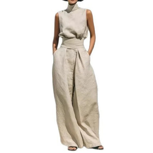 Women's Sleeveless Wide-Leg Two-Piece Set