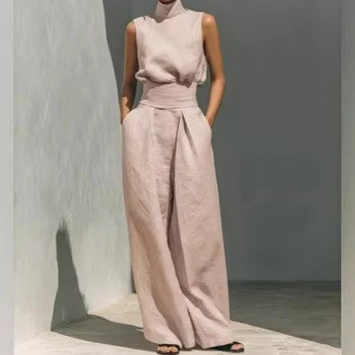 Women's Sleeveless Wide-Leg Two-Piece Set