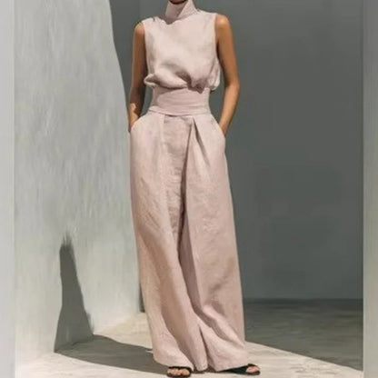 Women's Sleeveless Wide-Leg Two-Piece Set