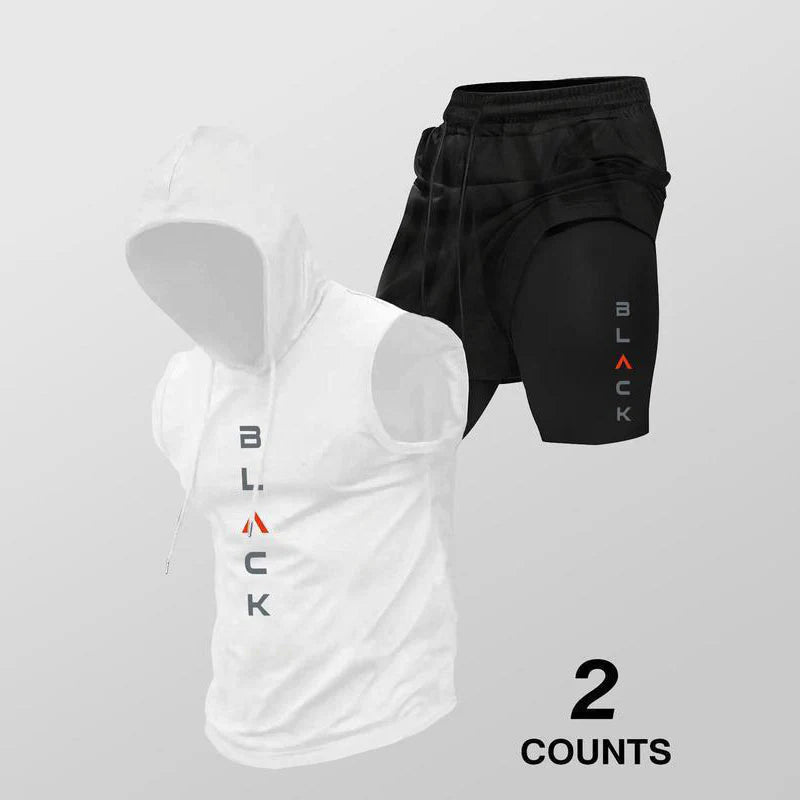 Men's Sleeveless Hoodie and Shorts Set