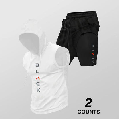 Men's Sleeveless Hoodie and Shorts Set