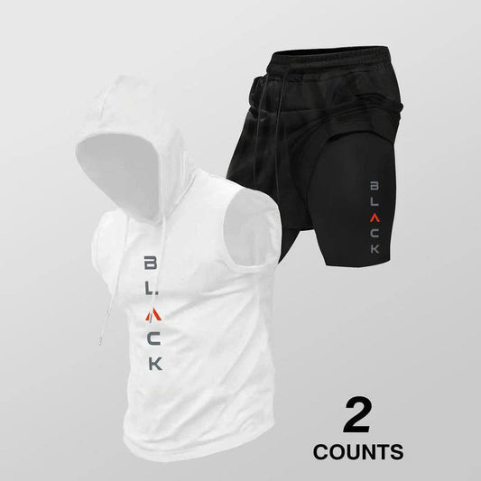 Men's Sleeveless Hoodie and Shorts Set