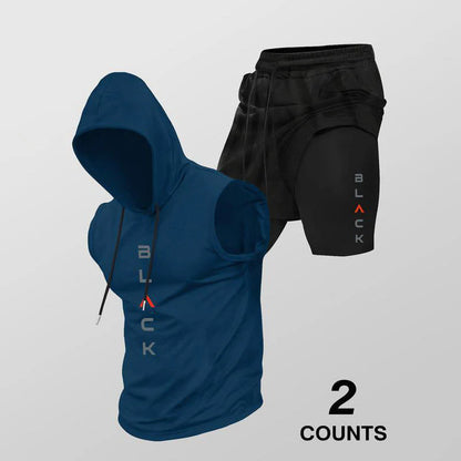 Men's Sleeveless Hoodie and Shorts Set