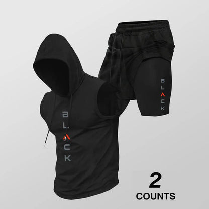 Men's Sleeveless Hoodie and Shorts Set