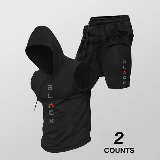 Men's Sleeveless Hoodie and Shorts Set