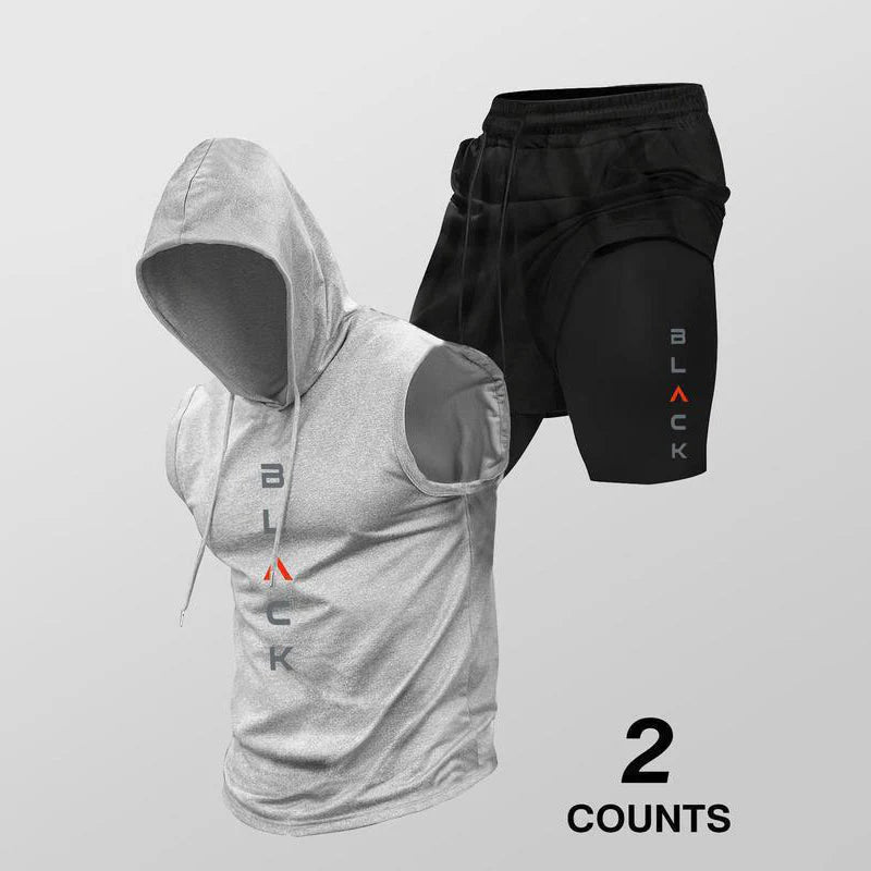 Men's Sleeveless Hoodie and Shorts Set