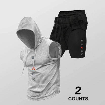 Men's Sleeveless Hoodie and Shorts Set