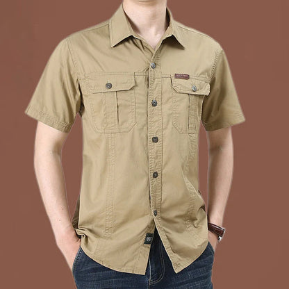 Men's Short Sleeve Utility Button-Up Shirt