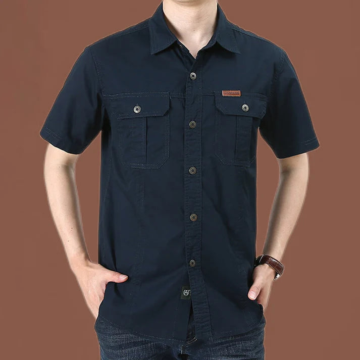 Men's Short Sleeve Utility Button-Up Shirt