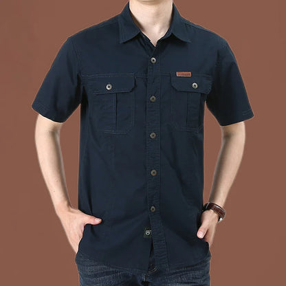 Men's Short Sleeve Utility Button-Up Shirt