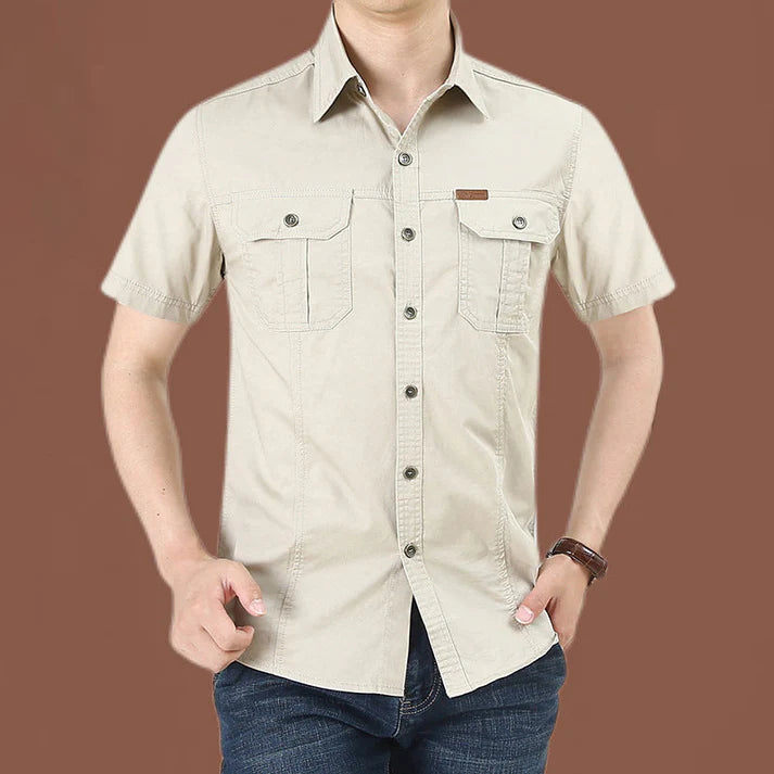 Men's Short Sleeve Utility Button-Up Shirt
