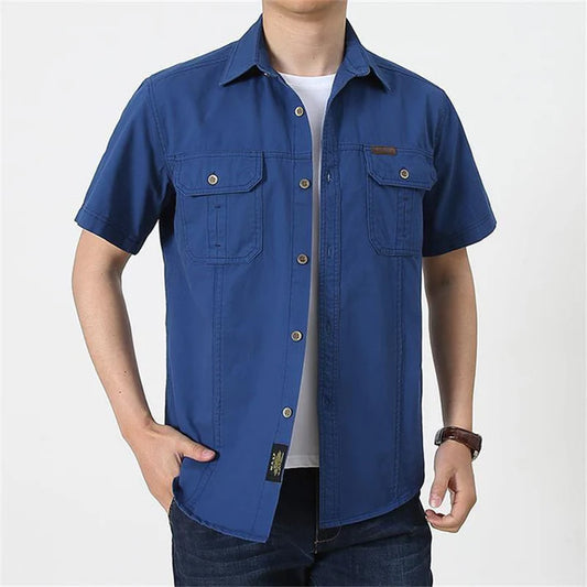 Men's Short Sleeve Utility Button-Up Shirt