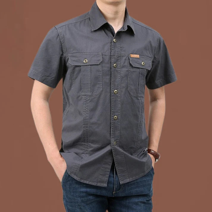 Men's Short Sleeve Utility Button-Up Shirt