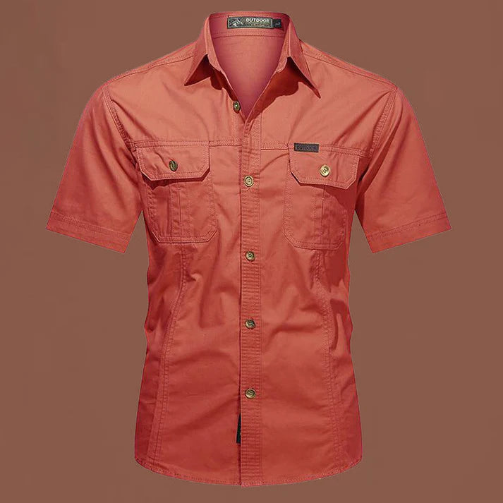 Men's Short Sleeve Utility Button-Up Shirt