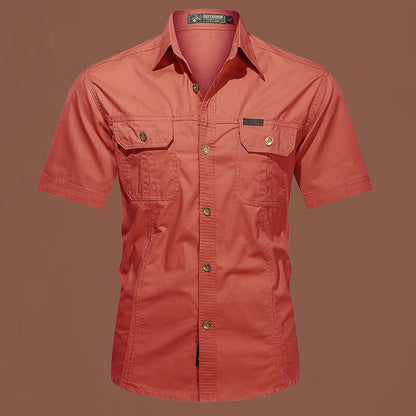 Men's Short Sleeve Utility Button-Up Shirt