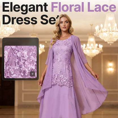Women's Lace Overlay Dress Set