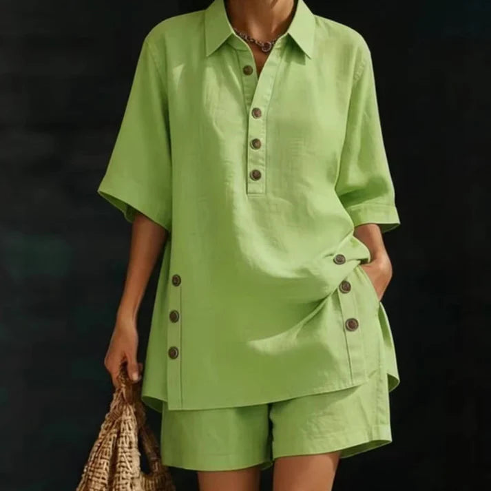 Women's Relaxed Button Detail Lounge Set