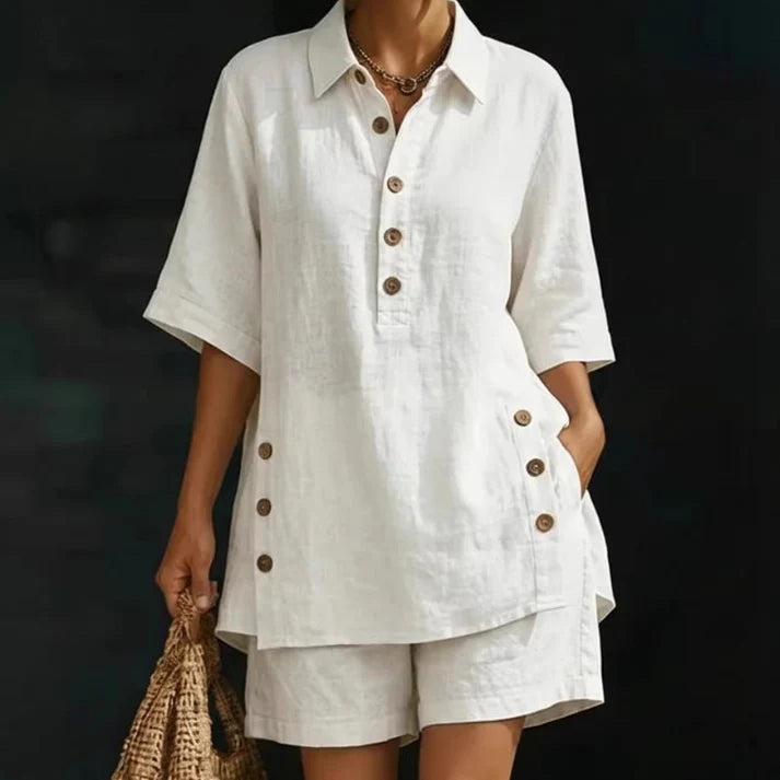 Women's Relaxed Button Detail Lounge Set