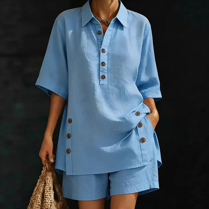 Women's Relaxed Button Detail Lounge Set