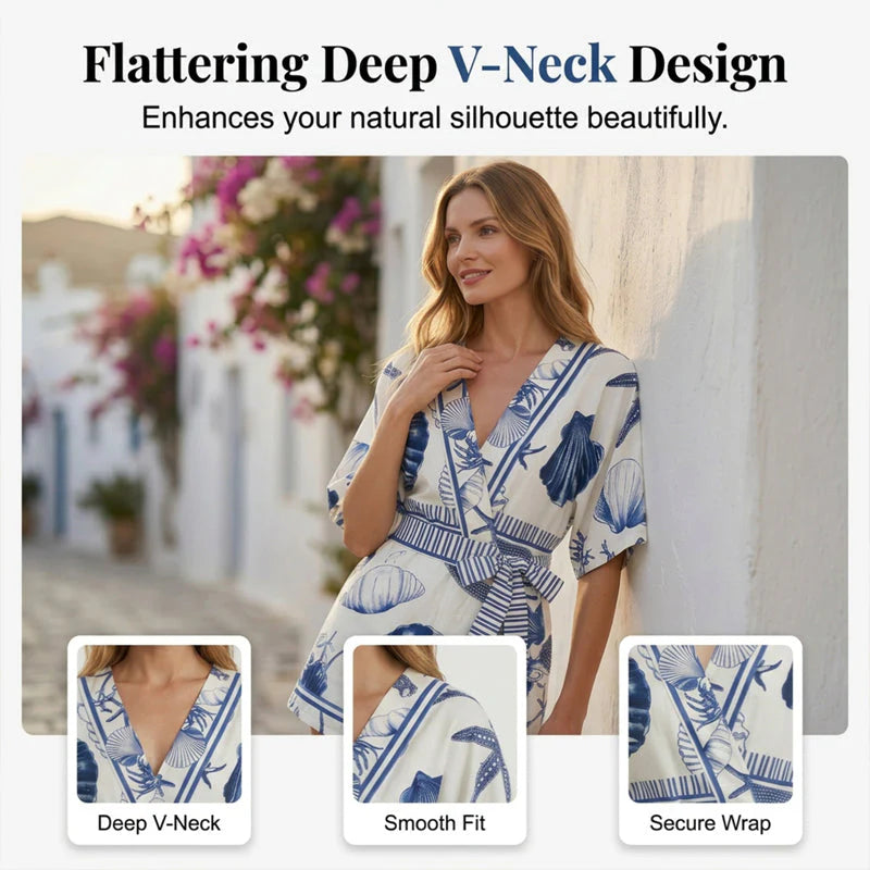Women’s Tropical Print V-Neck Wrap Romper