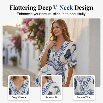 Women’s Tropical Print V-Neck Wrap Romper