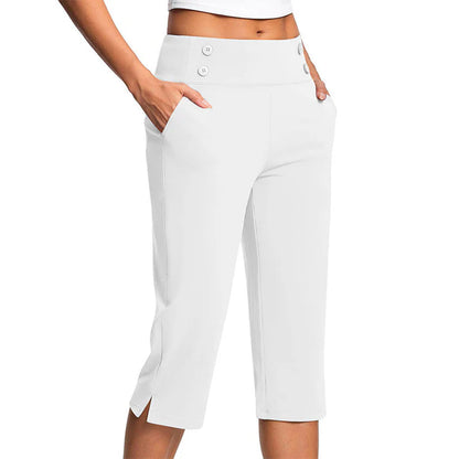 Women's High-Waisted Stretch Capri Pants