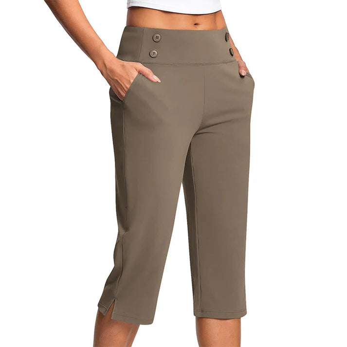 Women's High-Waisted Stretch Capri Pants