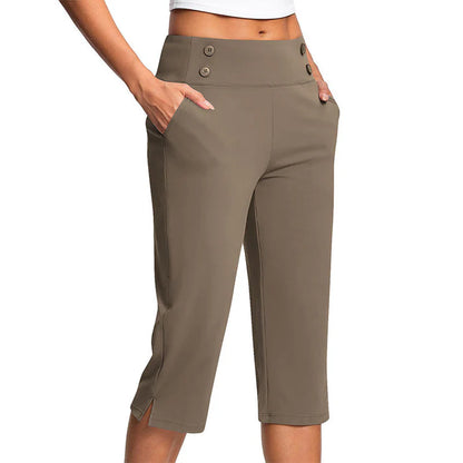 Women's High-Waisted Stretch Capri Pants