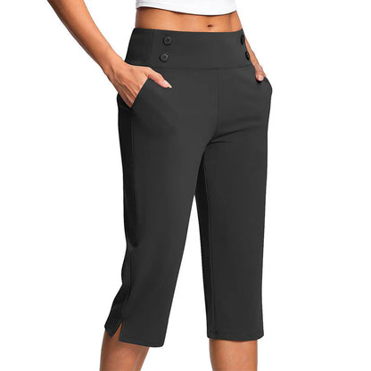 Women's High-Waisted Stretch Capri Pants