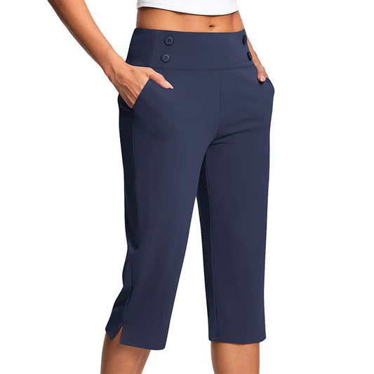 Women's High-Waisted Stretch Capri Pants
