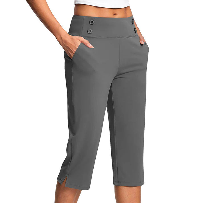 Women's High-Waisted Stretch Capri Pants
