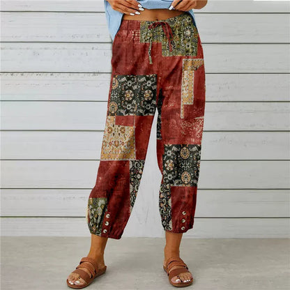 Women's Patchwork Print Jogger Pants