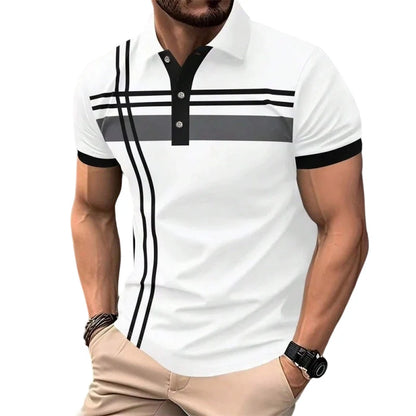 Men's Geometric Stripe Polo Shirt